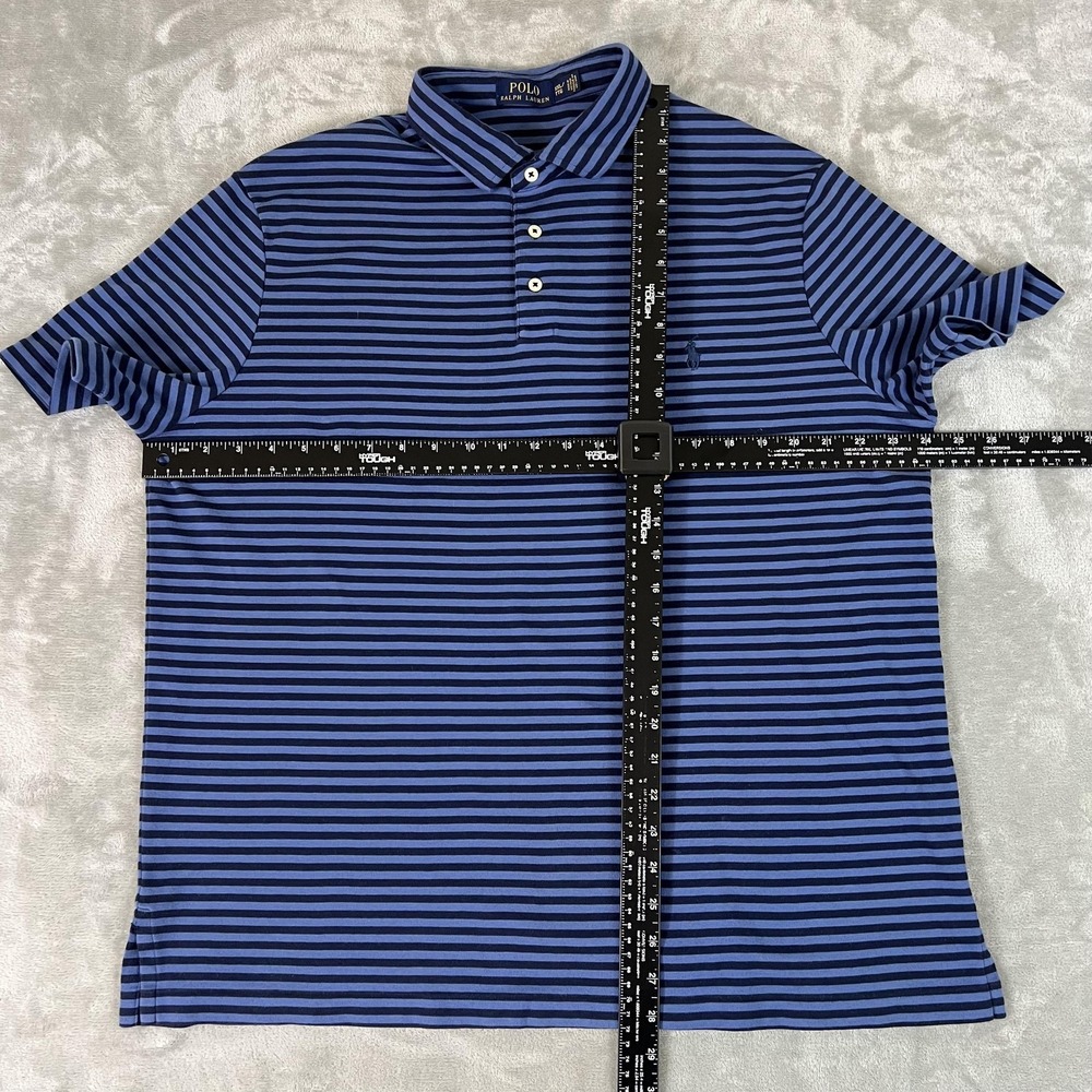Polo Ralph Lauren Polo Shirt Mens 2XL Blue Striped Cotton Pony Logo Casual - Picture 4 of 5